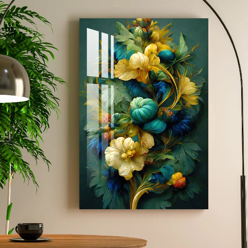 colorful retro wall canvas prints-Shades of Green & Yellow Acrylic Wall Art