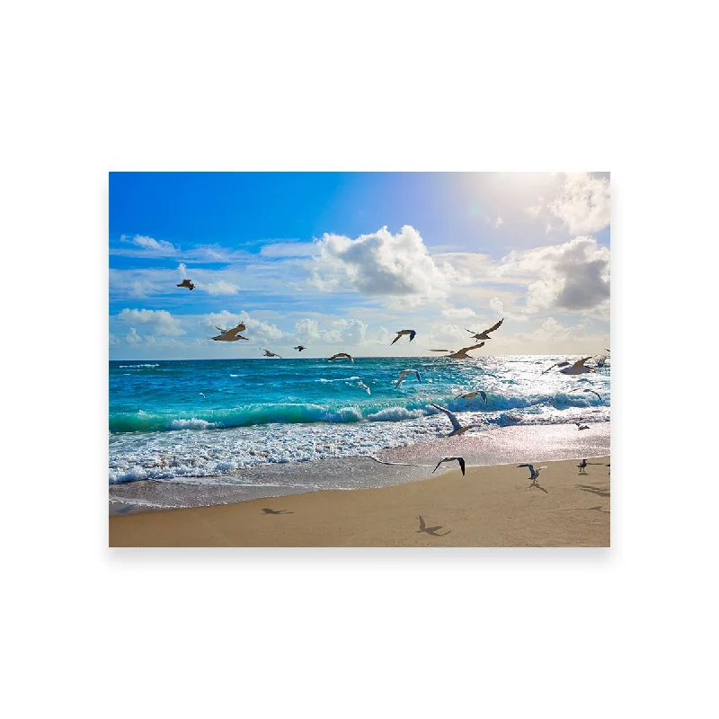 contemporary art wall paintings-Singer Island Beach Seagulls