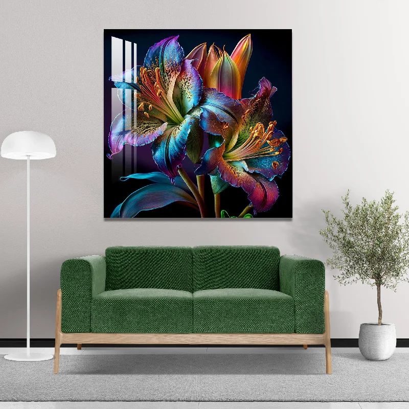 abstract black and white paintings-The Rainbow Flower Acrylic Wall Art