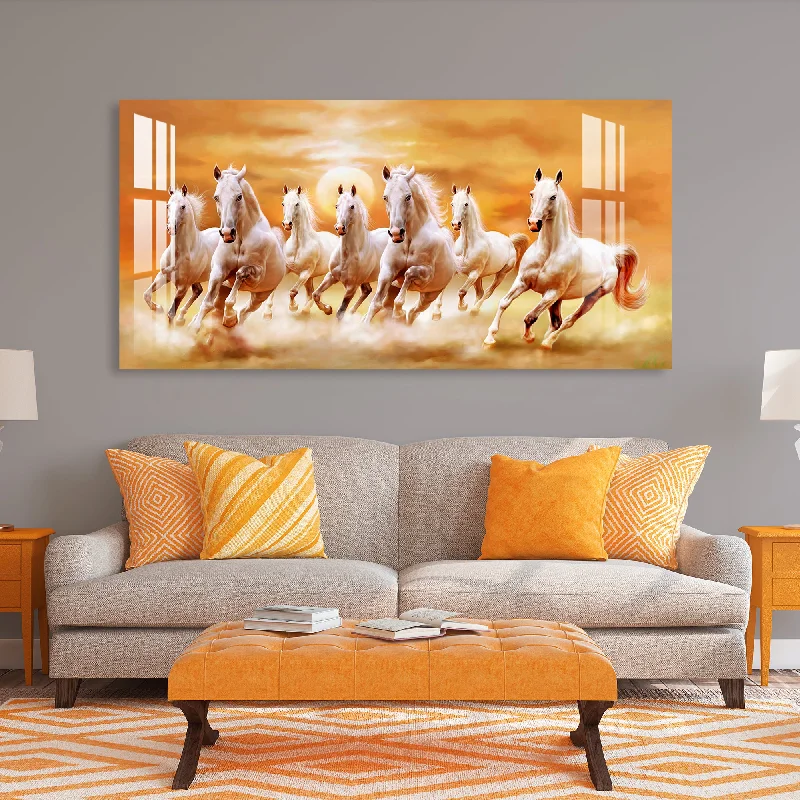 cityscape paintings for living room-Vastu Horses Acrylic Wall Art