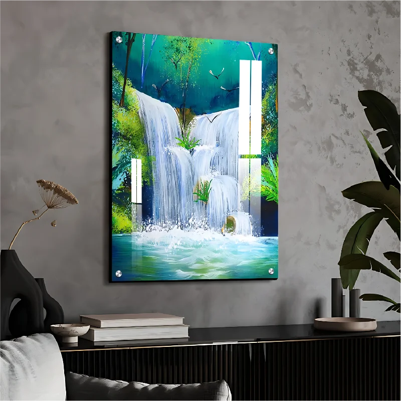 motivational quote wall canvas-Waterfall Good Luck Wall Art Luxury Painting