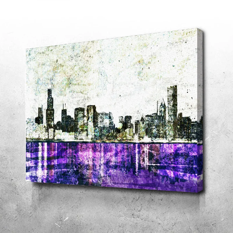 vintage photography prints for wall-Whiteout Chicago Skyline Canvas Set