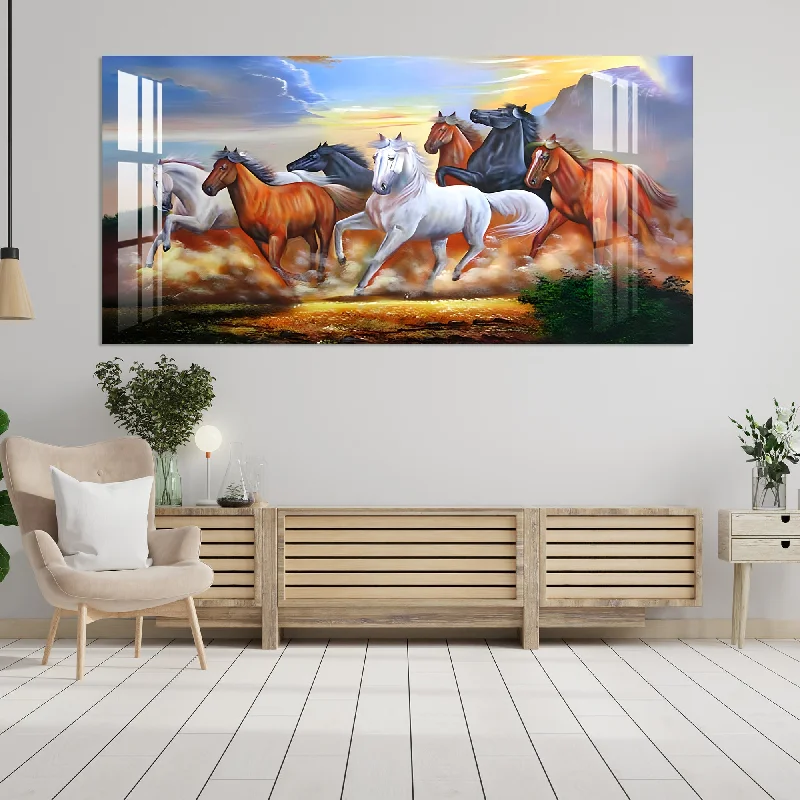 nature inspired contemporary art-Winning Horses Acrylic Wall Art