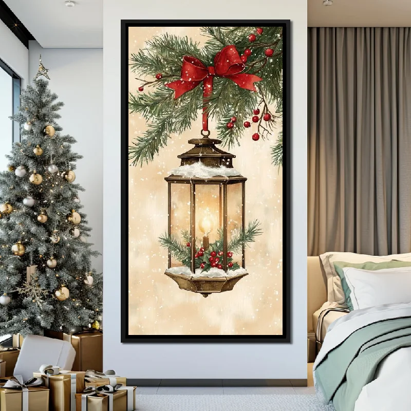 modern abstract wall prints-Winter Lantern Enchantment