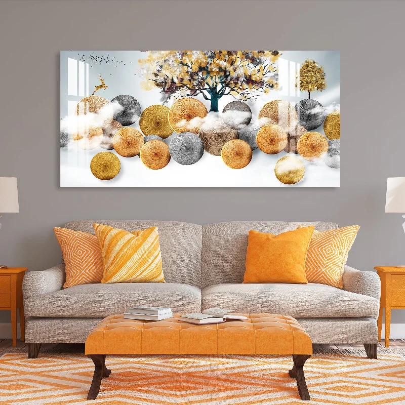 modern canvas paintings for home-Wood Logs Acrylic Wall Art