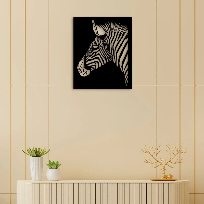 black and white art for bedroom-Zebra Face Metal Wall Art