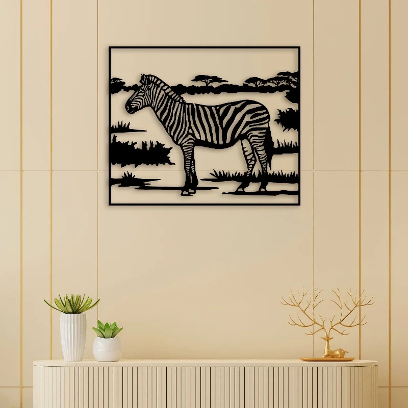 contemporary urban wall paintings-Zebra Metal Wall Art